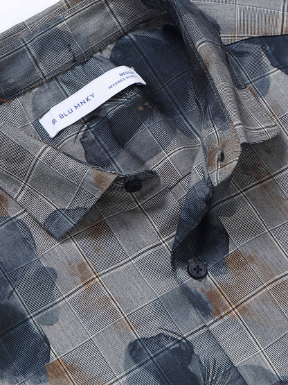 Premium Cotton-blend Digital Print Shirt Light Grey
