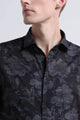 Contemporary Printed Cotton Blend Shirt Black Grey