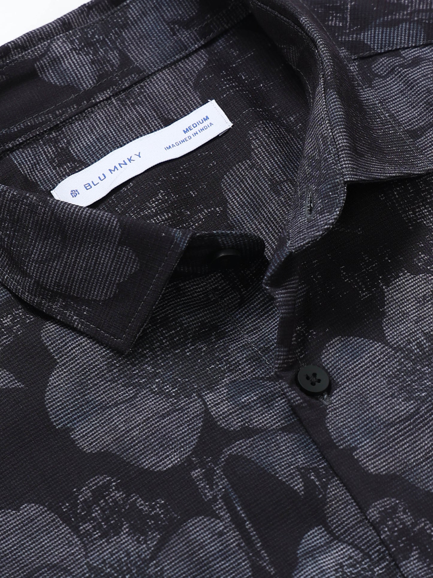 Contemporary Printed Cotton Blend Shirt Black Grey