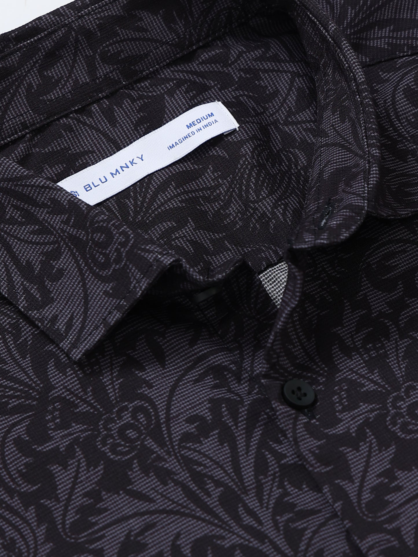 Contemporary Printed Cotton Blend Shirt Grey Black