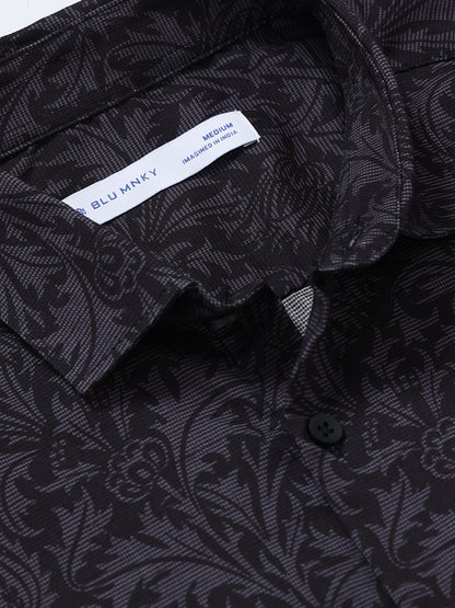 Contemporary Printed Cotton Blend Shirt Grey Black