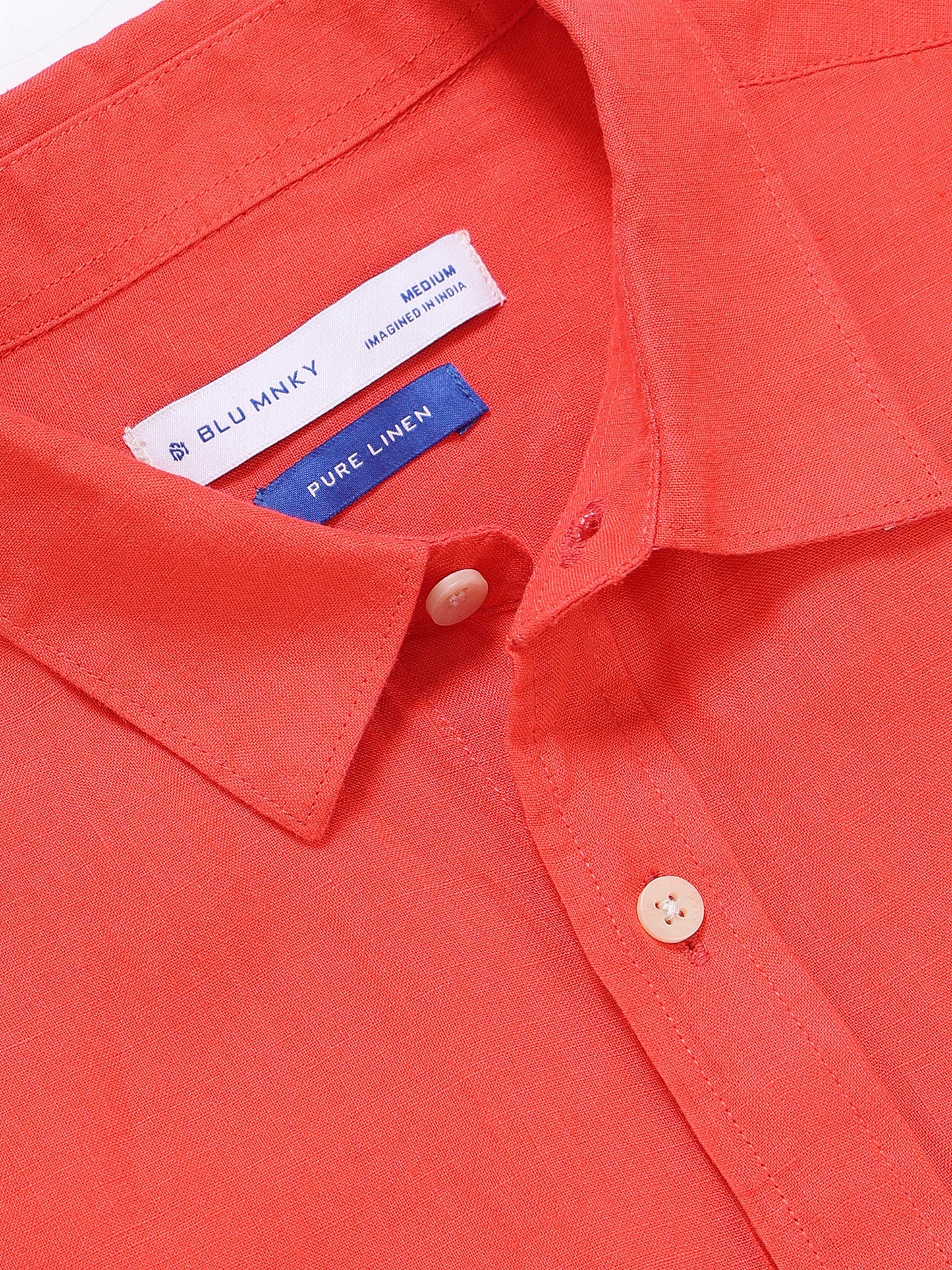Classic Slim Fit Pure Linen Shirt Dark Peach