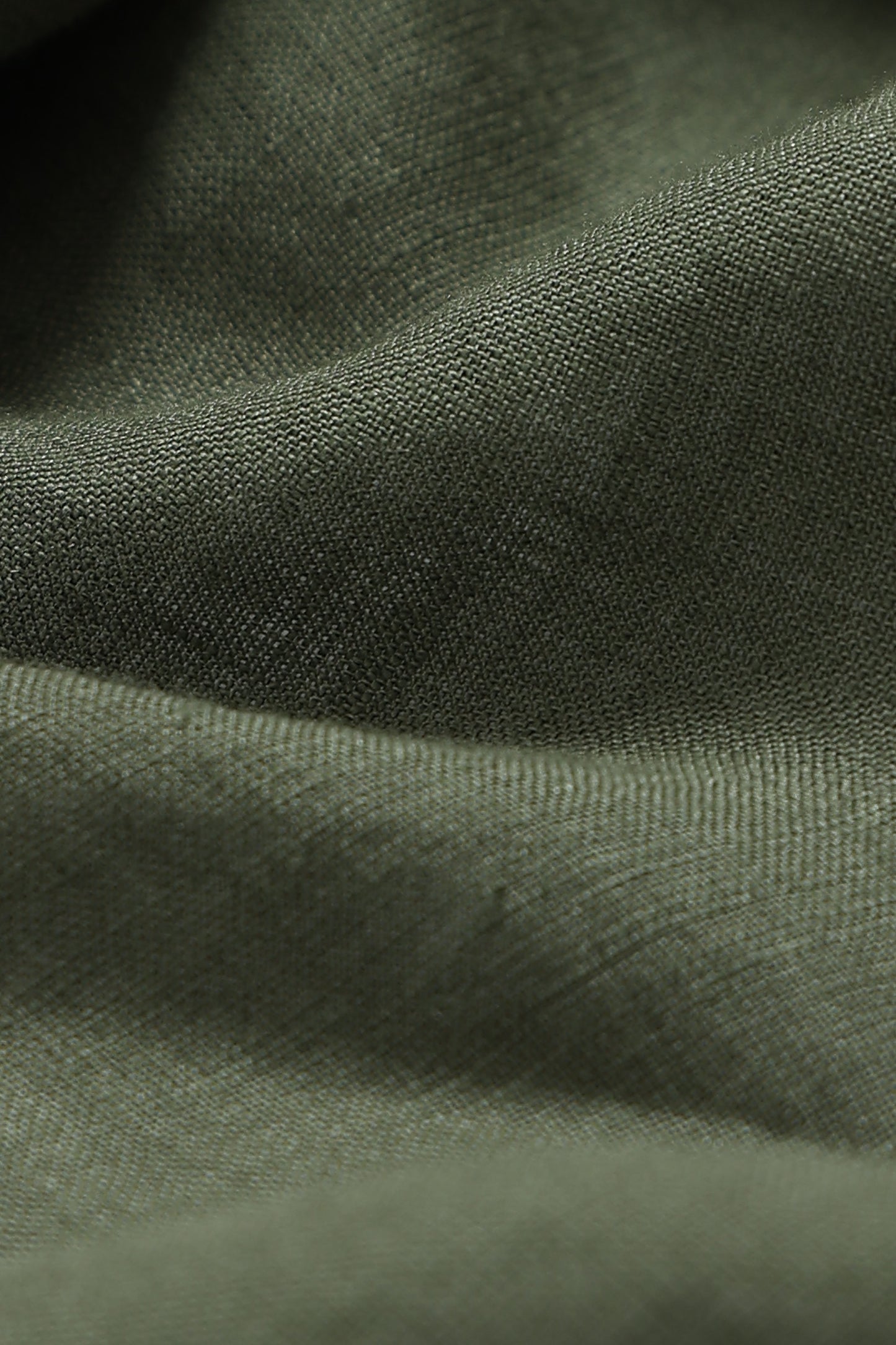 Classic Slim Fit Pure Linen Shirt Olive