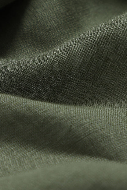 Classic Slim Fit Pure Linen Shirt Olive
