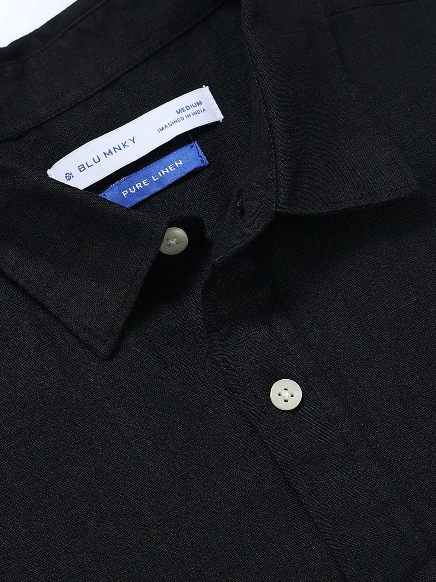 Classic Slim Fit Pure Linen Shirt Black