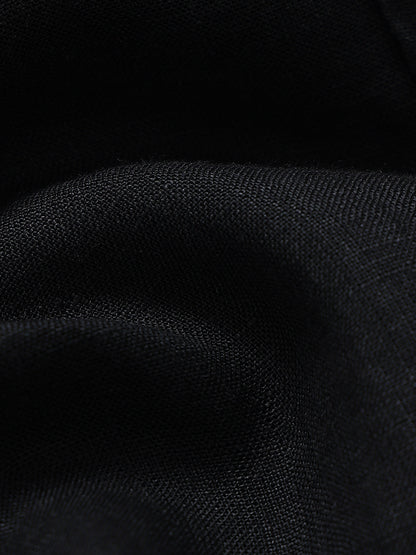 Classic Slim Fit Pure Linen Shirt Black