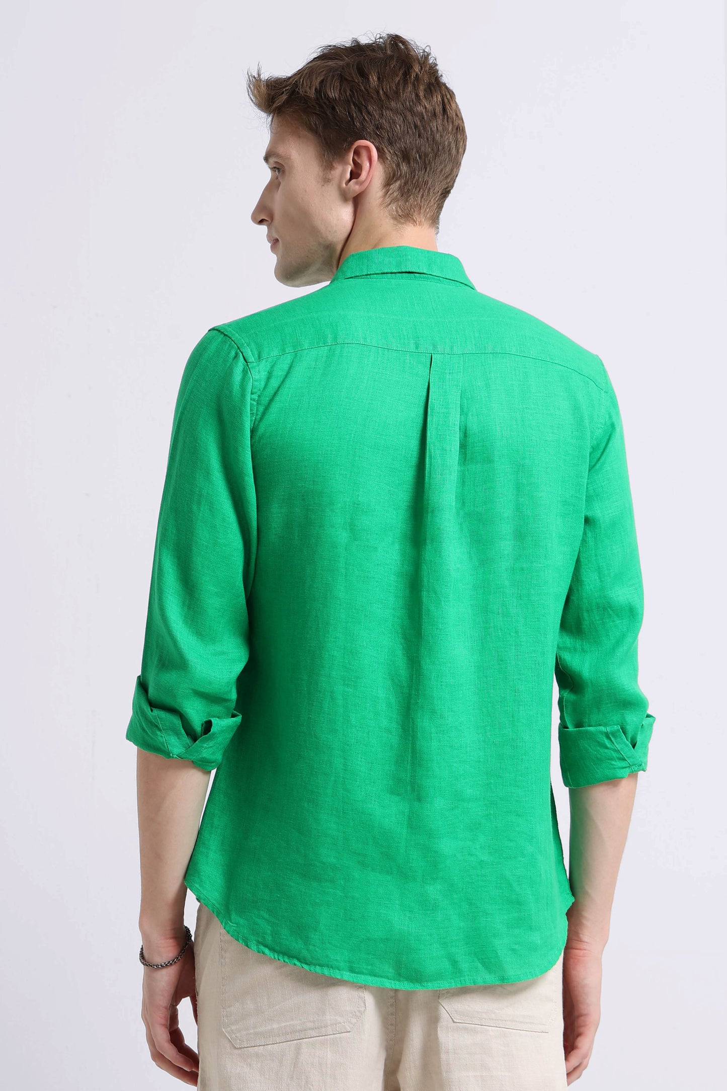 Classic Slim Fit Pure Linen Shirt Lt Green