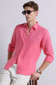 Classic Slim Fit Pure Linen Shirt Pink