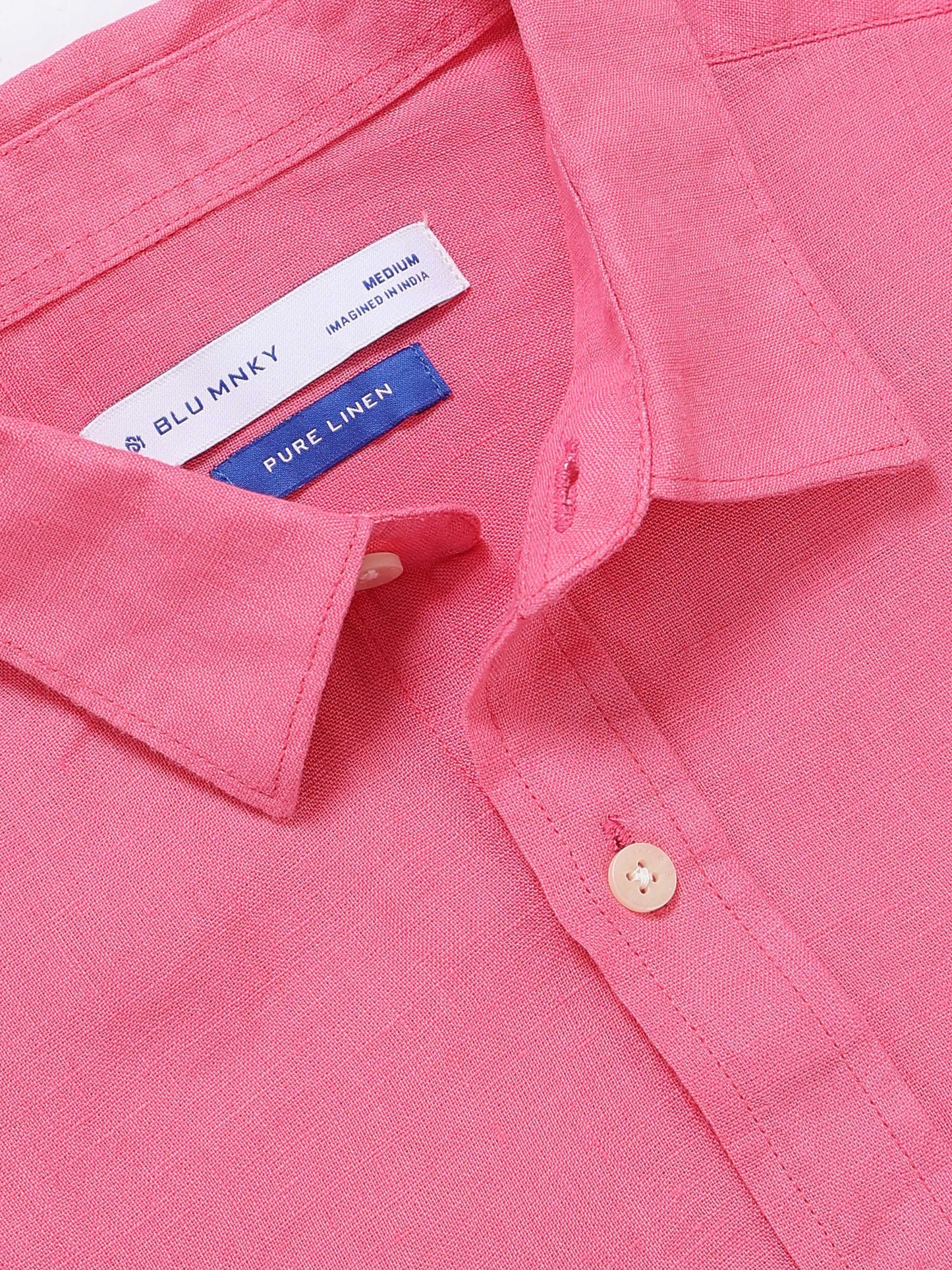 Classic Slim Fit Pure Linen Shirt Pink