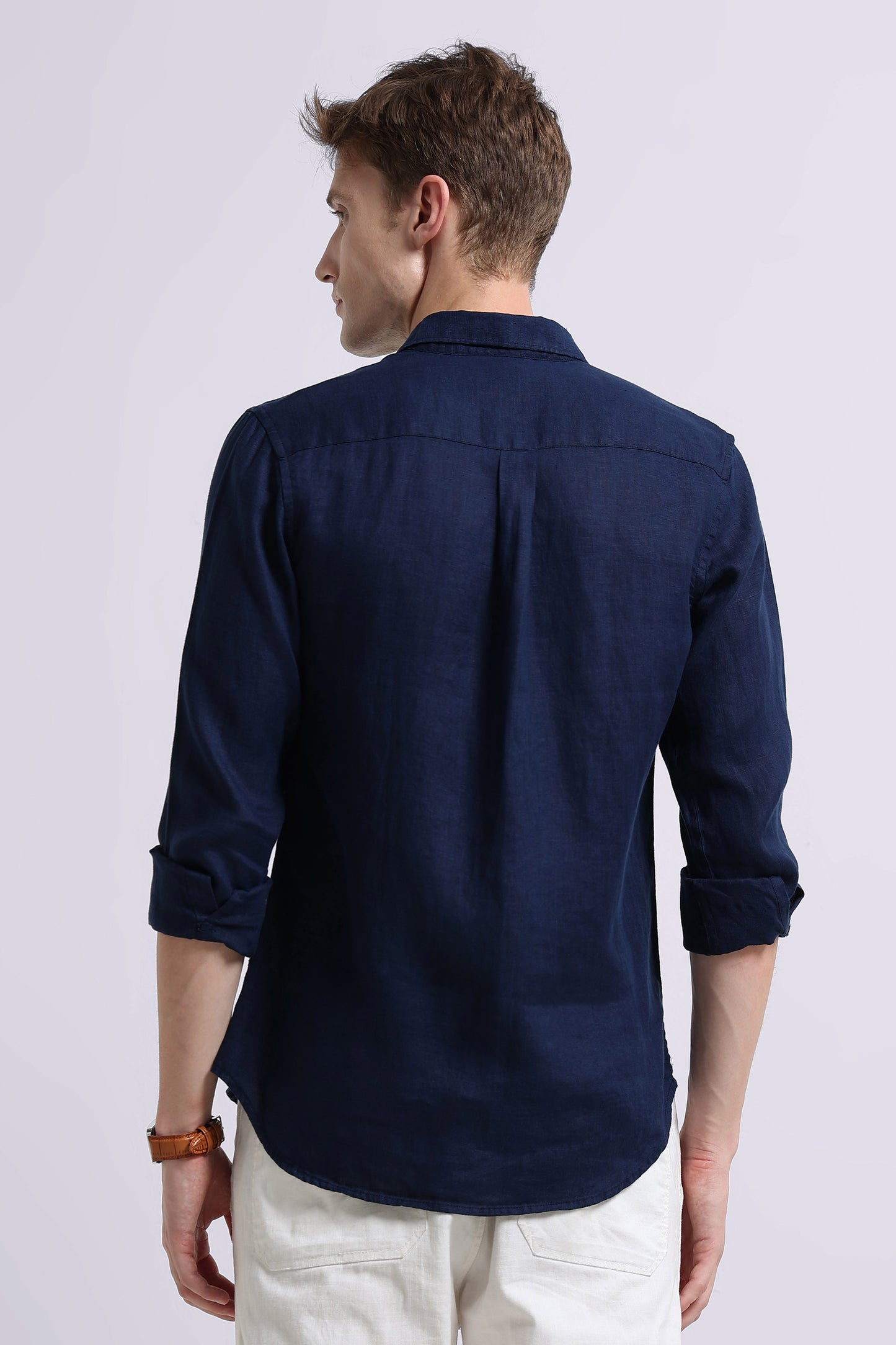 Classic Slim Fit Pure Linen Shirt Navy