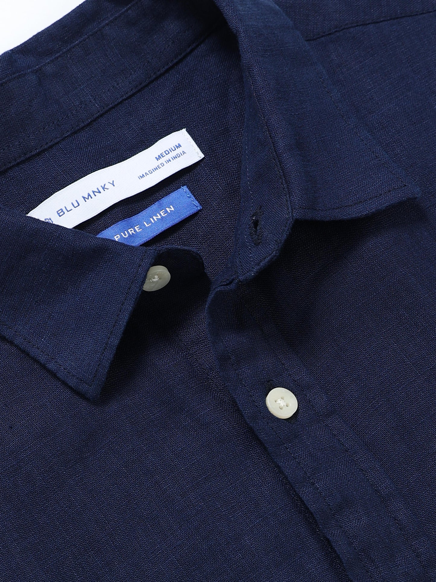 Classic Slim Fit Pure Linen Shirt Navy