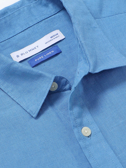 Classic Slim Fit Pure Linen Shirt Lt Blue
