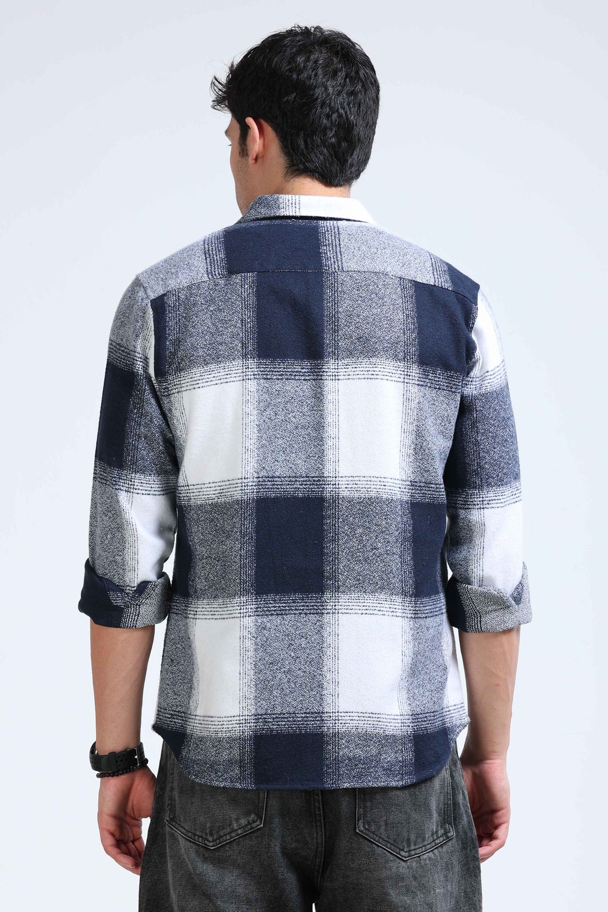 Brushing Checks Flannel Shirt Navy