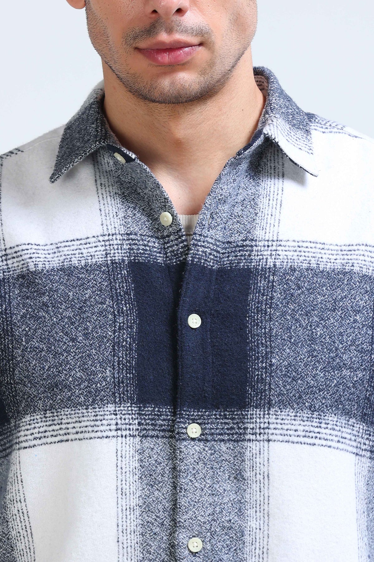 Brushing Checks Flannel Shirt Navy
