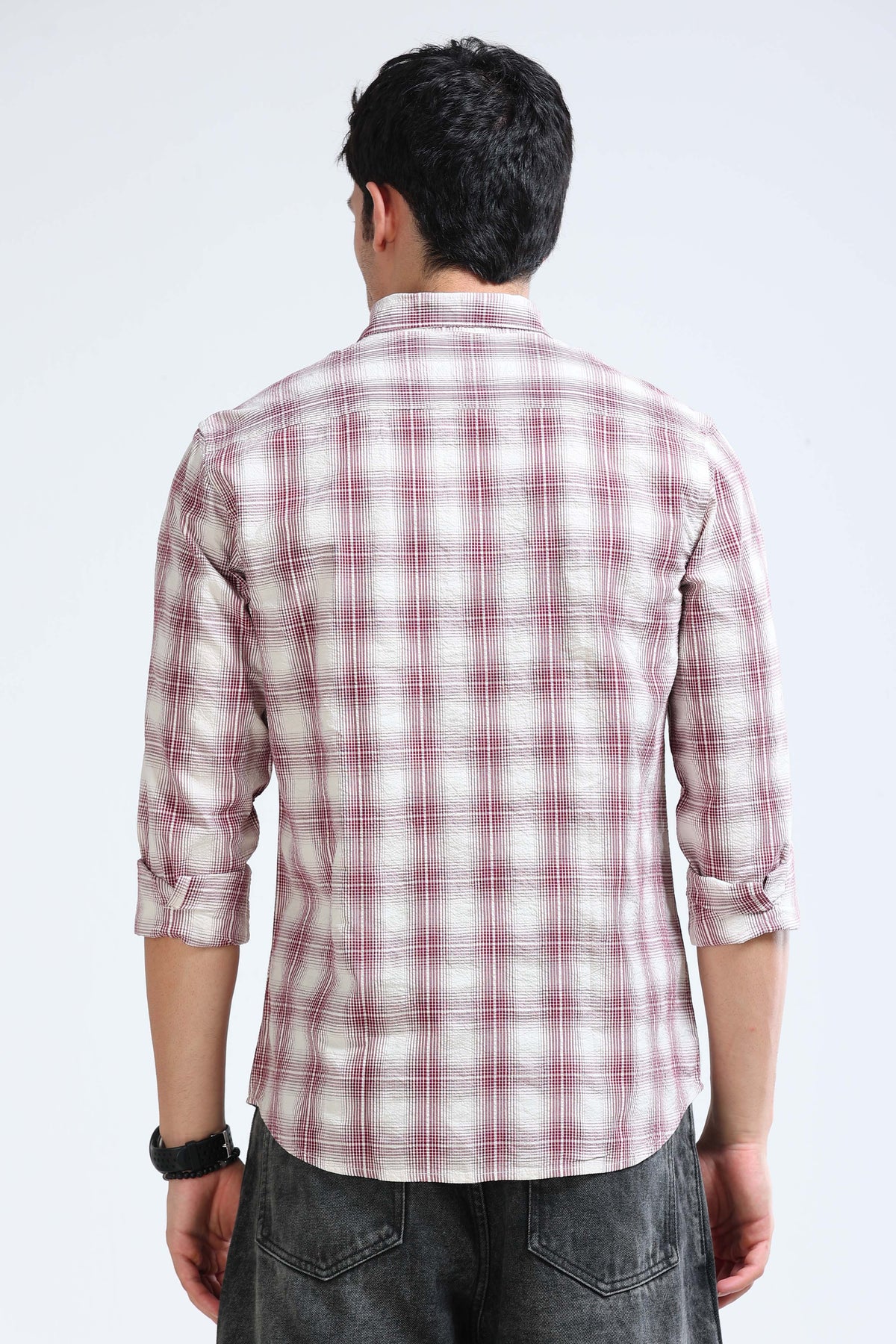 Maroon Checked Shirt - Slim Fit