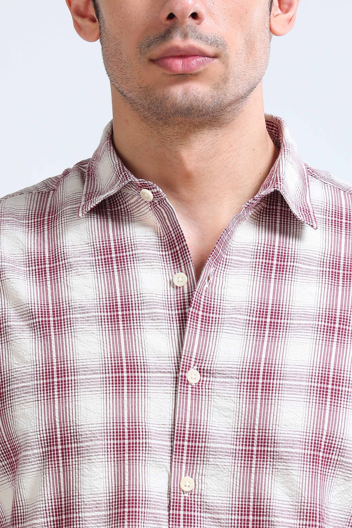 Maroon Checked Shirt - Slim Fit