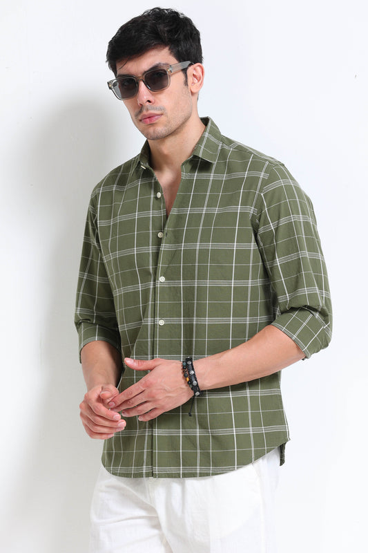 Dark Green Checked Shirt - Slim Fit