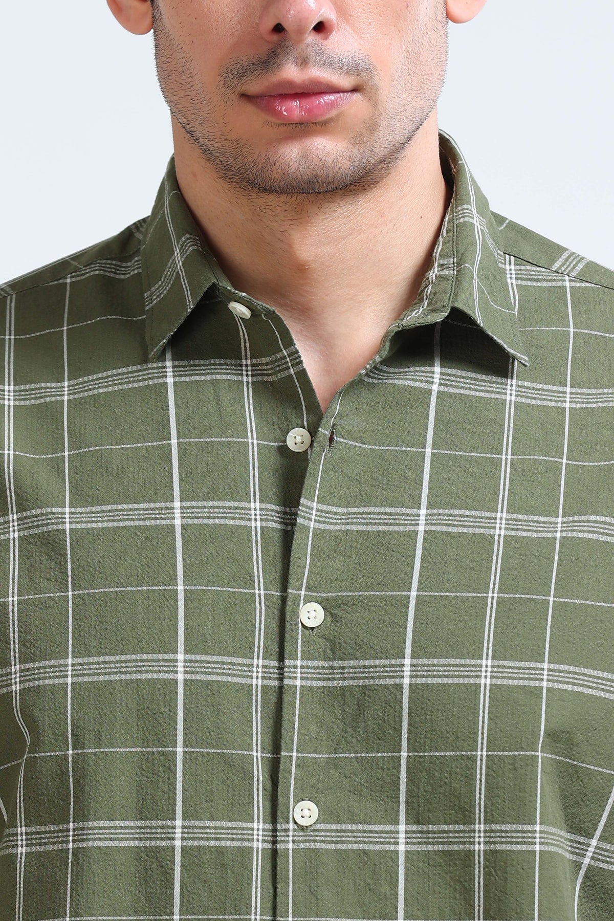 Dark Green Checked Shirt - Slim Fit