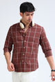 Dark Brown Checked Shirt - Slim Fit