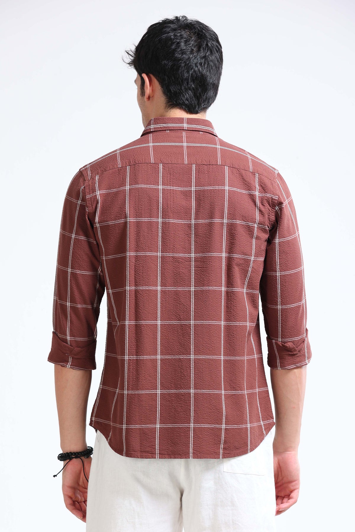 Dark Brown Checked Shirt - Slim Fit