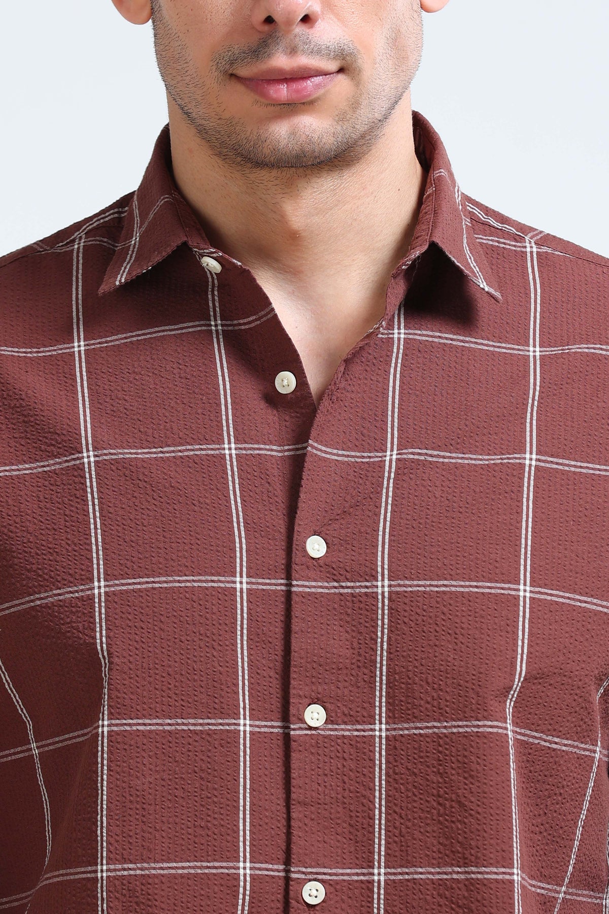 Dark Brown Checked Shirt - Slim Fit