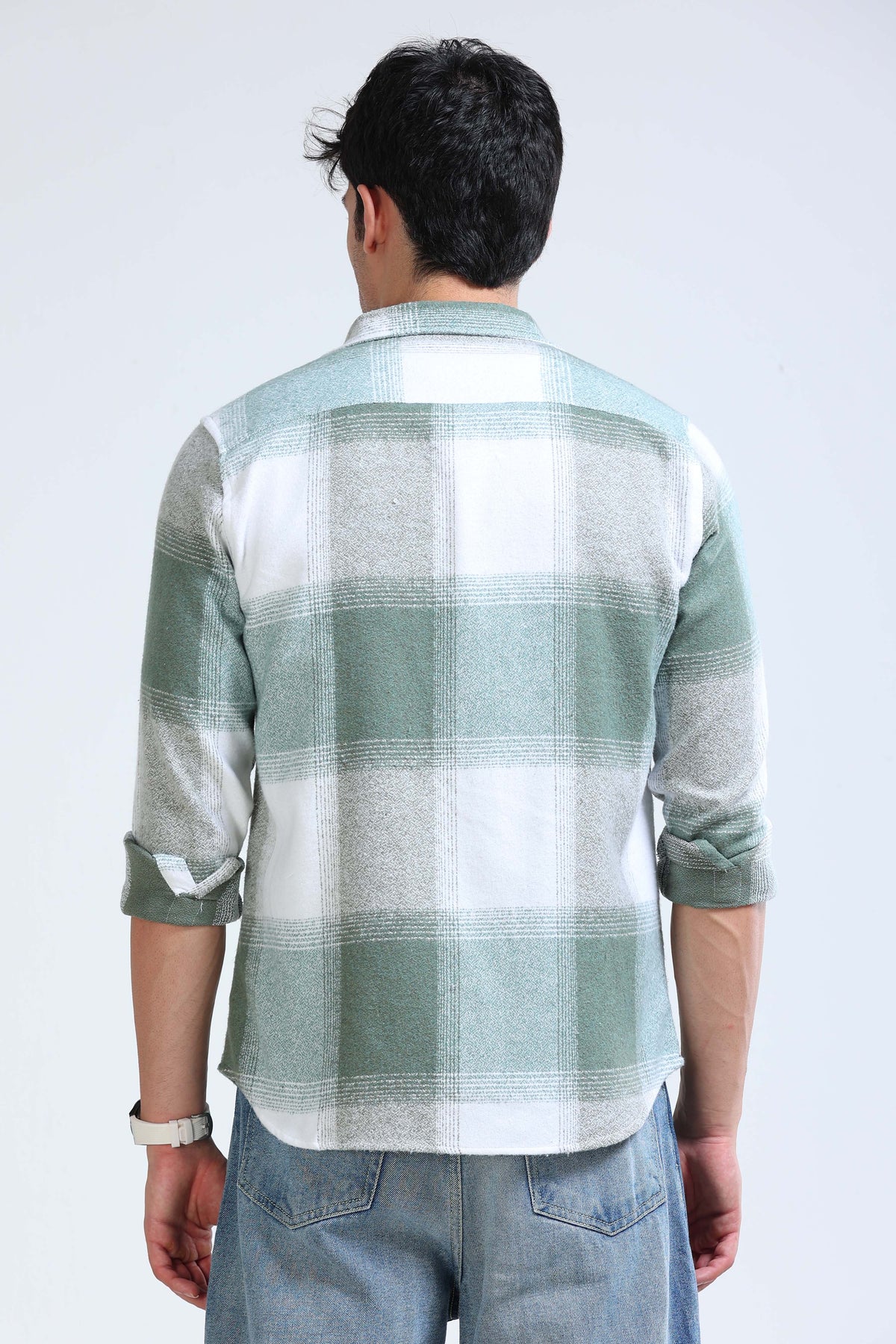Brushing Checks Flannel Shirt Olive