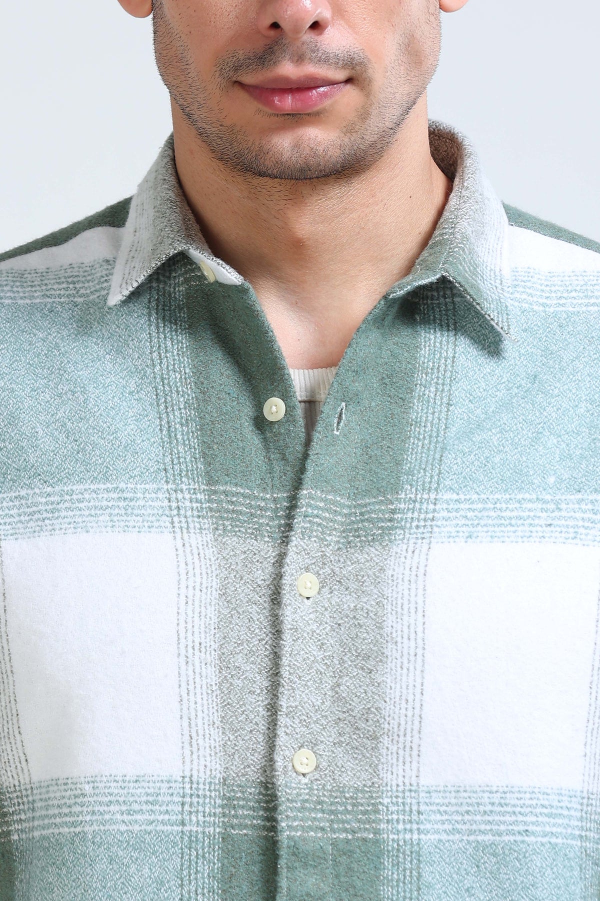 Brushing Checks Flannel Shirt Olive