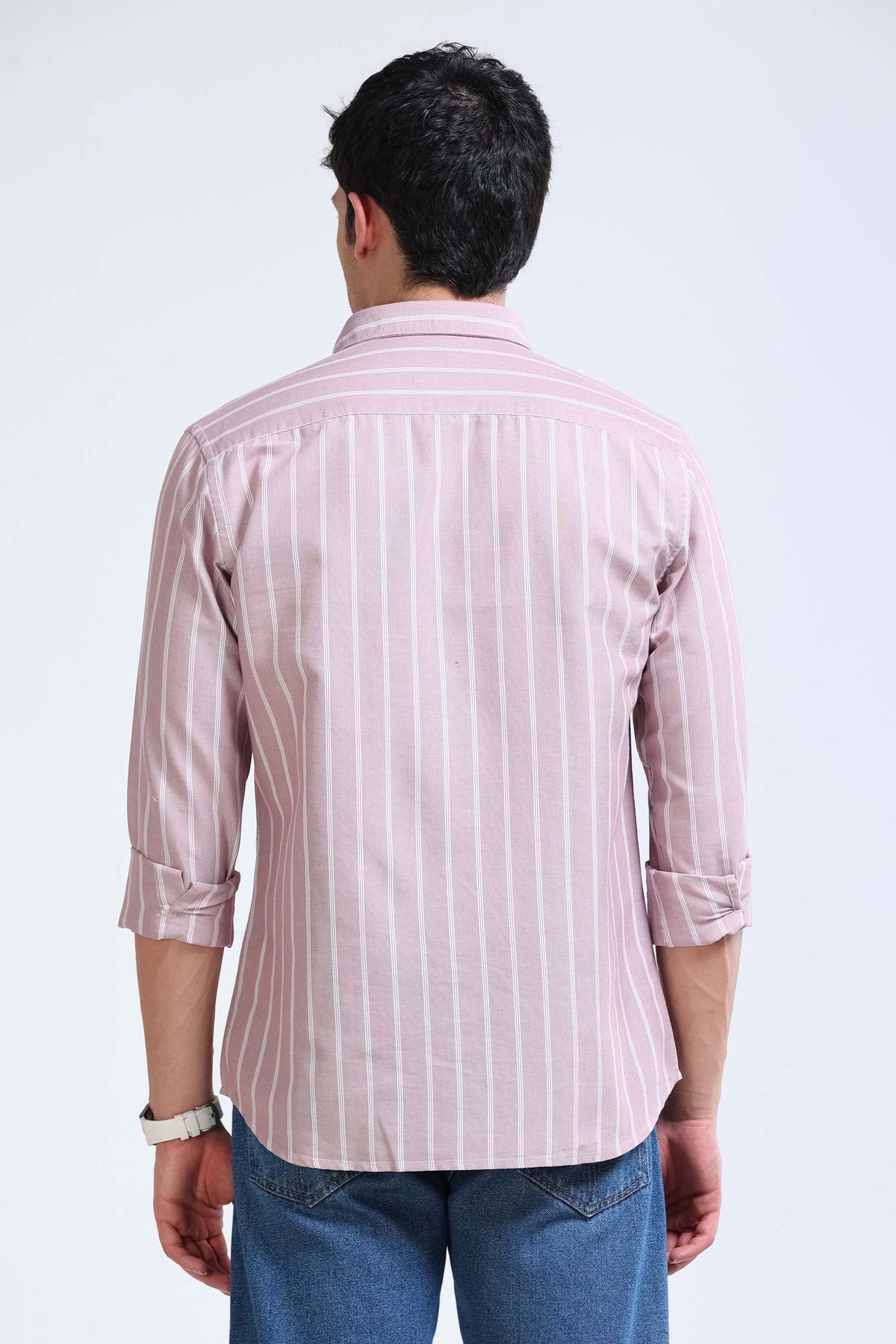Dusty Pink Striped Shirt - Slim Fit
