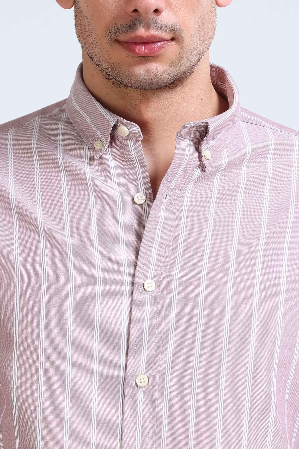 Dusty Pink Striped Shirt - Slim Fit
