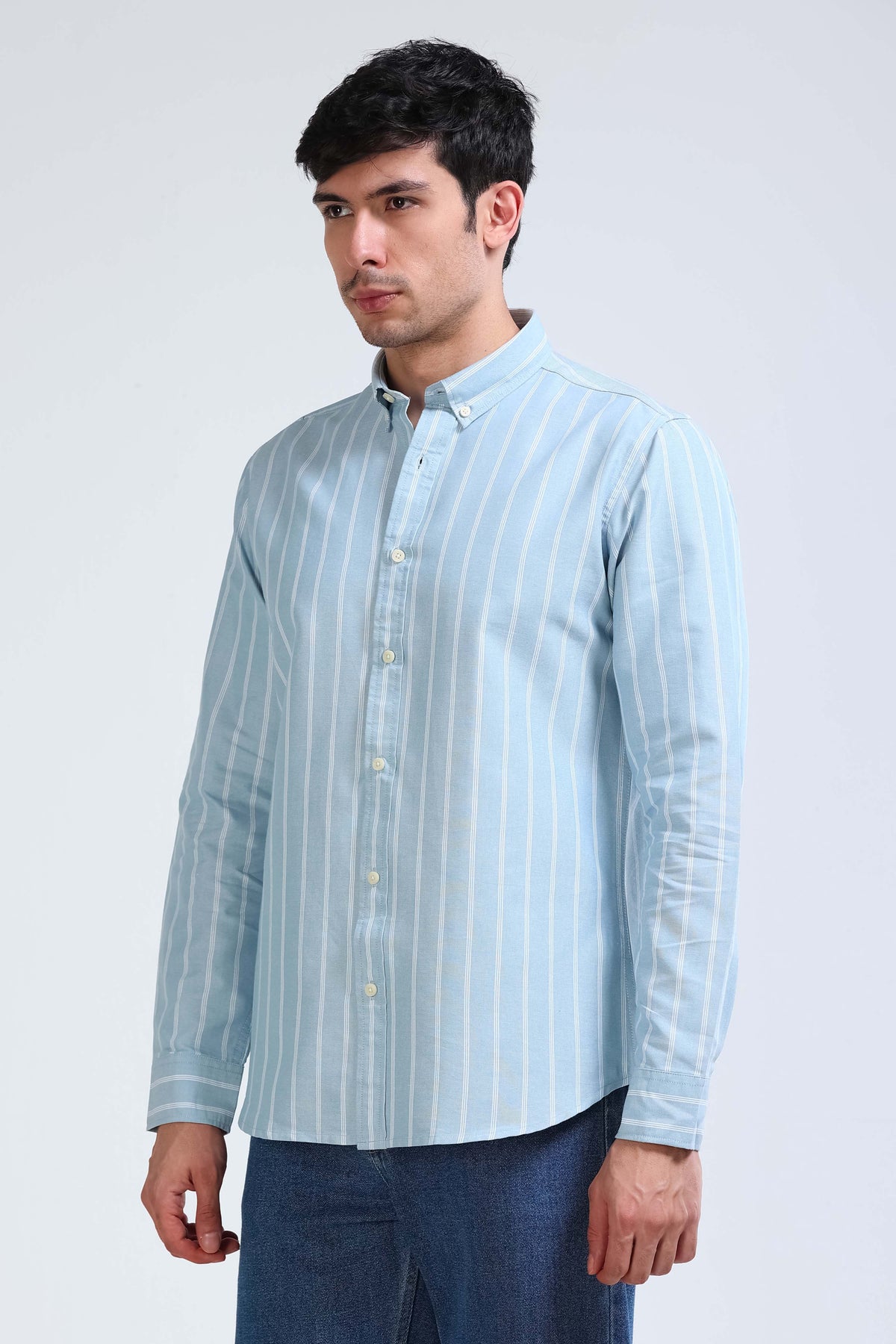 Light Blue Striped Shirt - Slim Fit