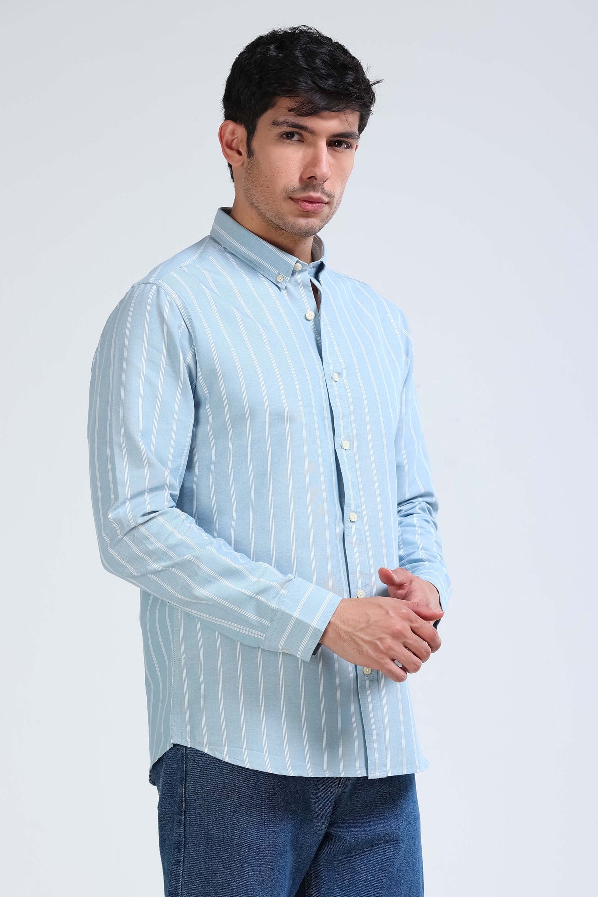 Light Blue Striped Shirt - Slim Fit