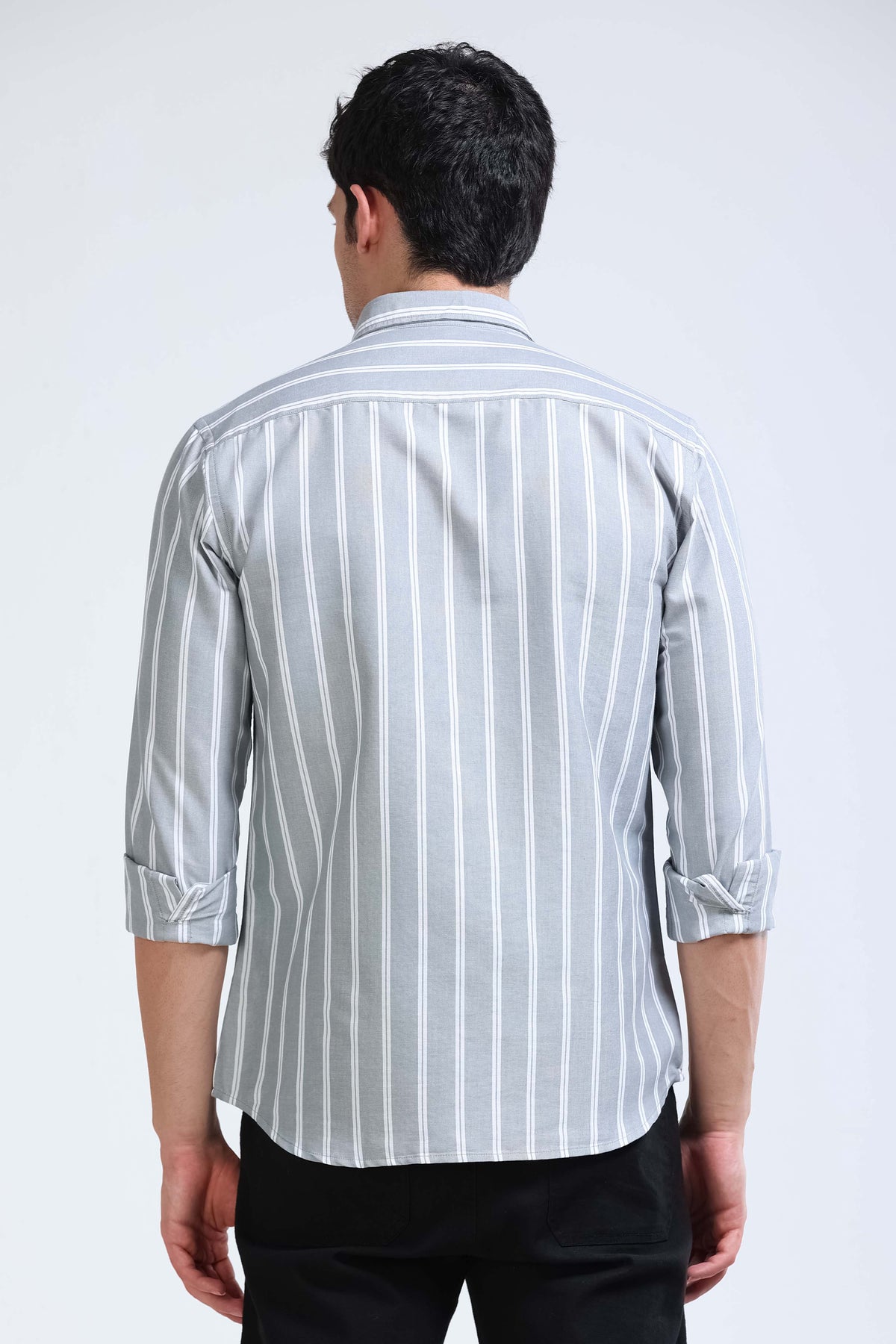 Grey Striped Shirt - Slim Fit