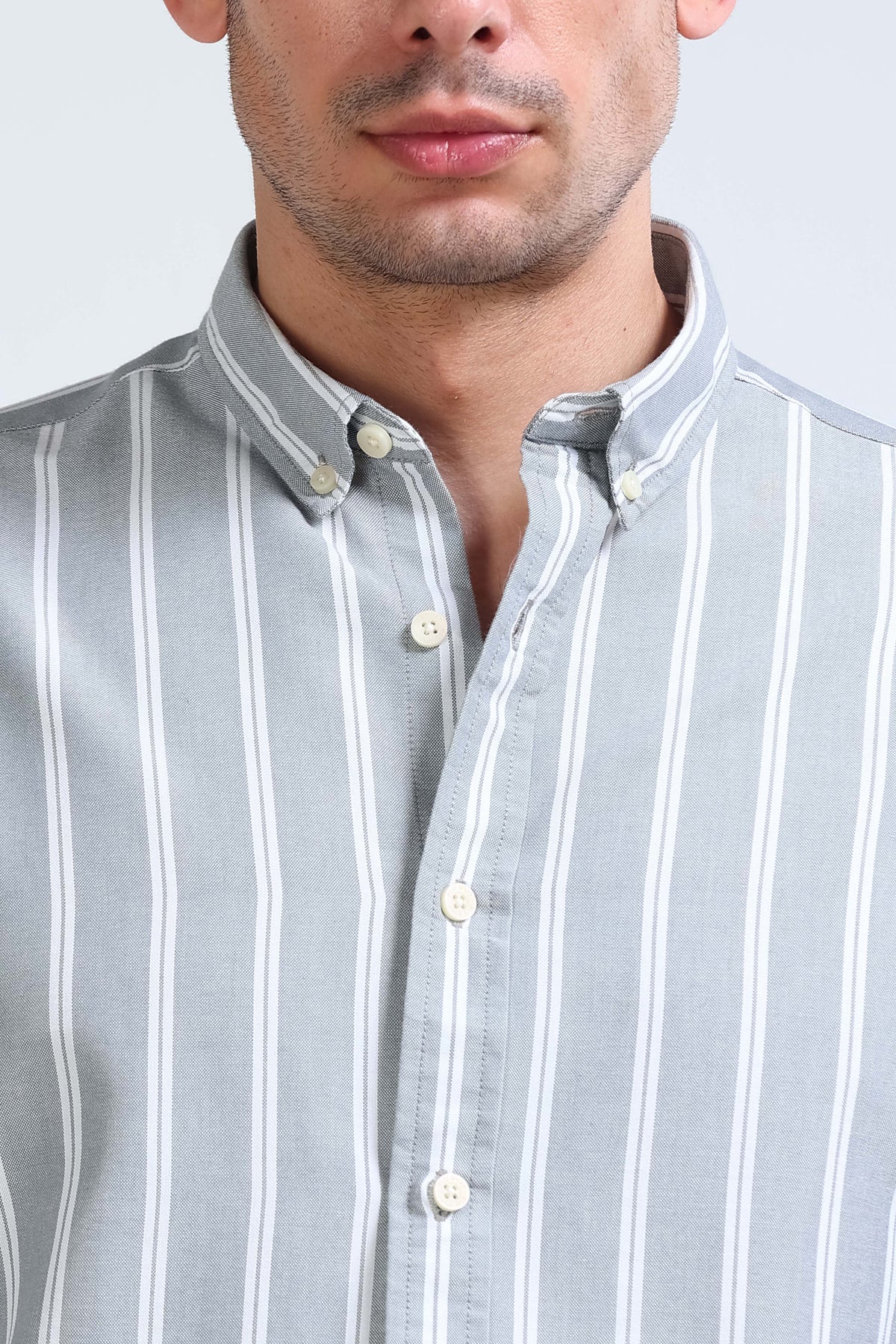 Grey Striped Shirt - Slim Fit