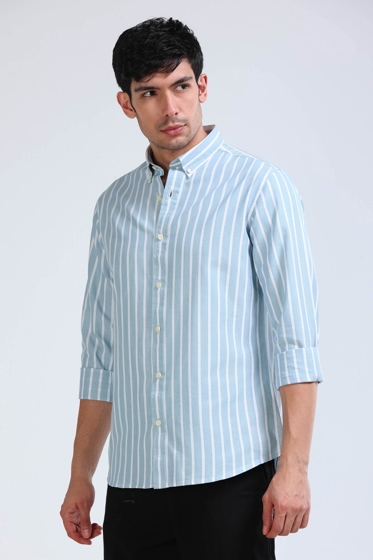Blue White Striped Shirt - Slim Fit