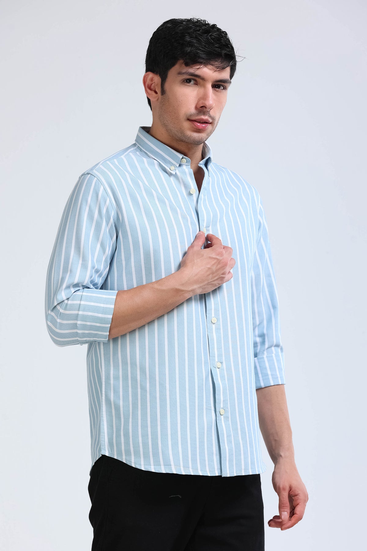 Blue White Striped Shirt - Slim Fit