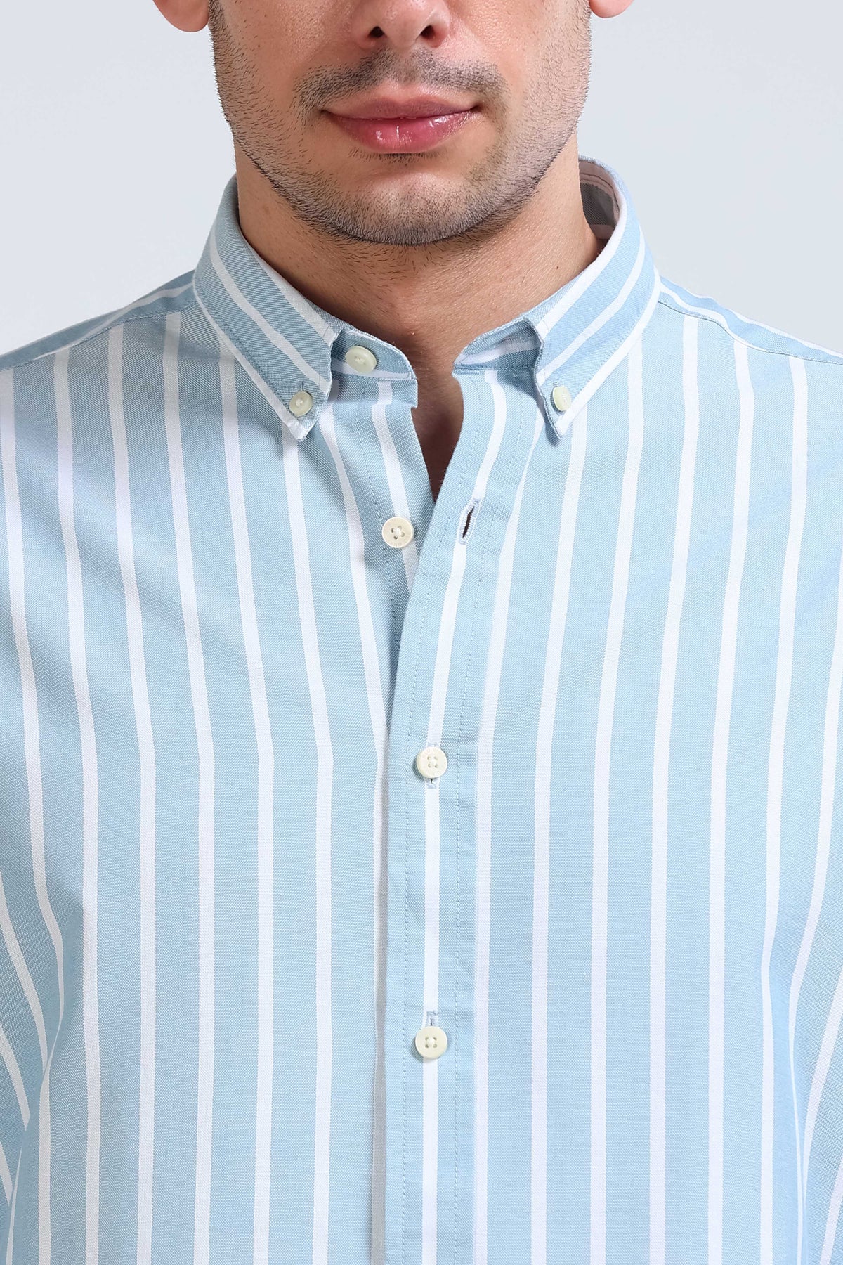 Blue White Striped Shirt - Slim Fit
