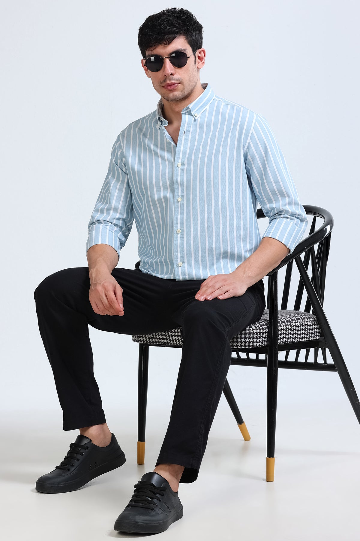 Blue White Striped Shirt - Slim Fit