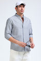 White Black Striped Shirt - Slim Fit