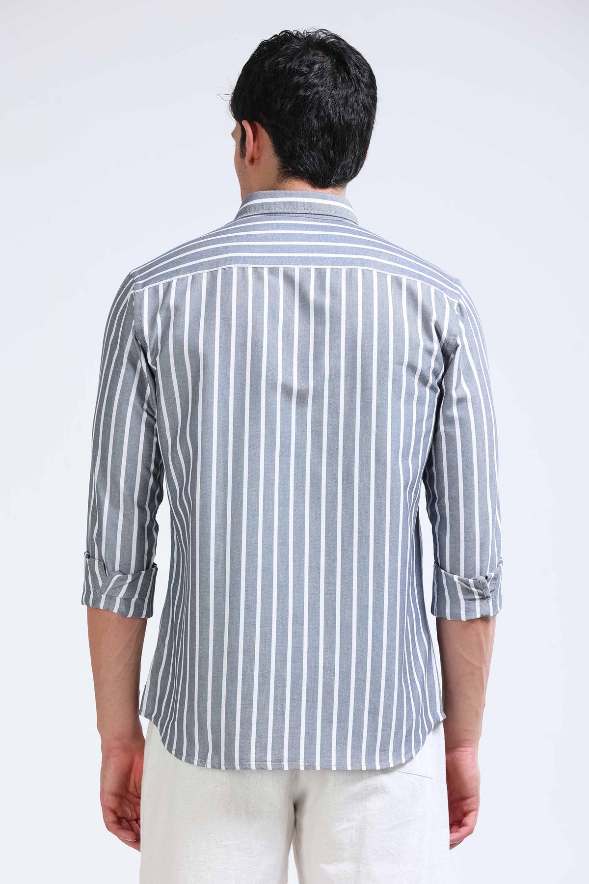 White Black Striped Shirt - Slim Fit