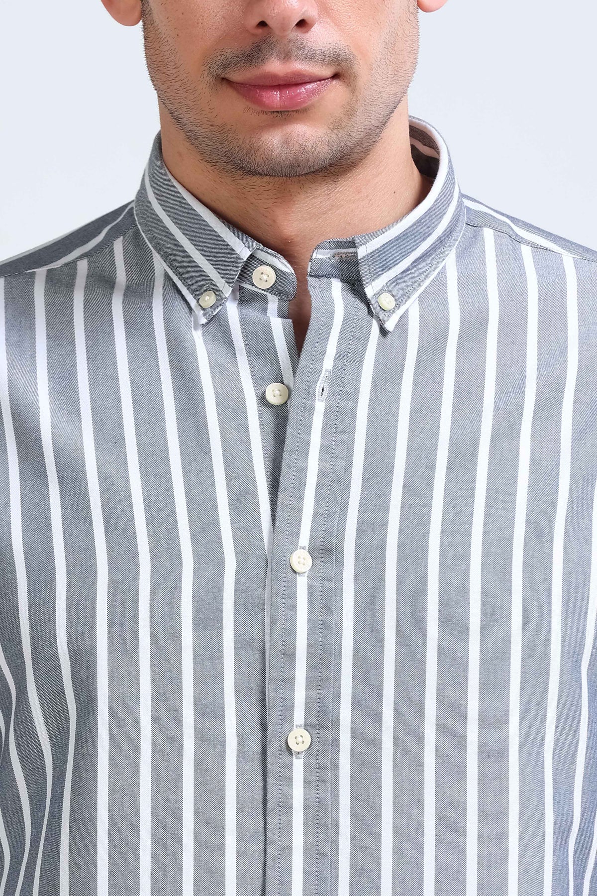 White Black Striped Shirt - Slim Fit