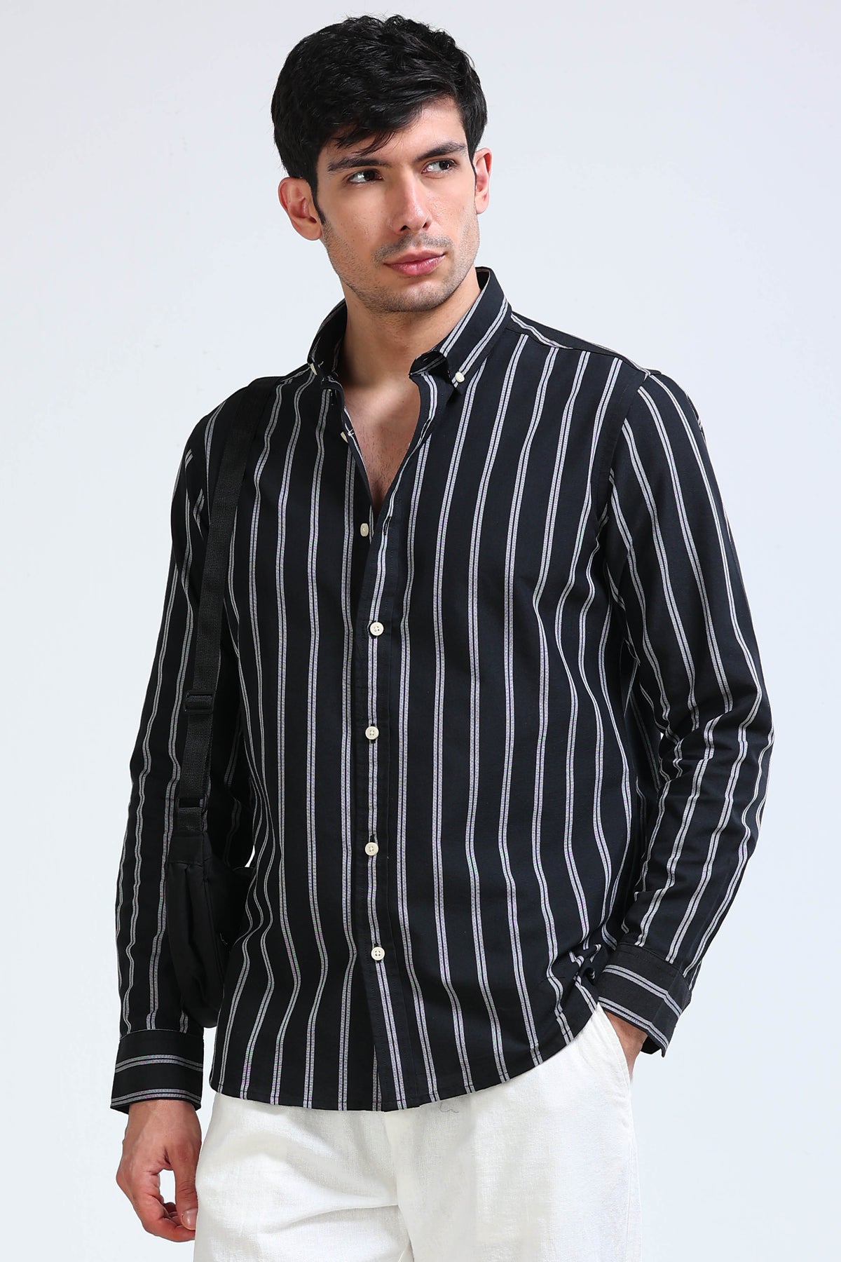 Black Pinstripe Shirt - Slim Fit