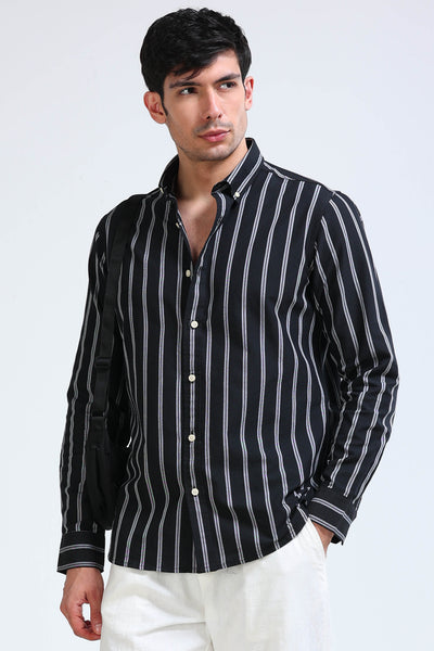 Black Pinstripe Shirt - Slim Fit