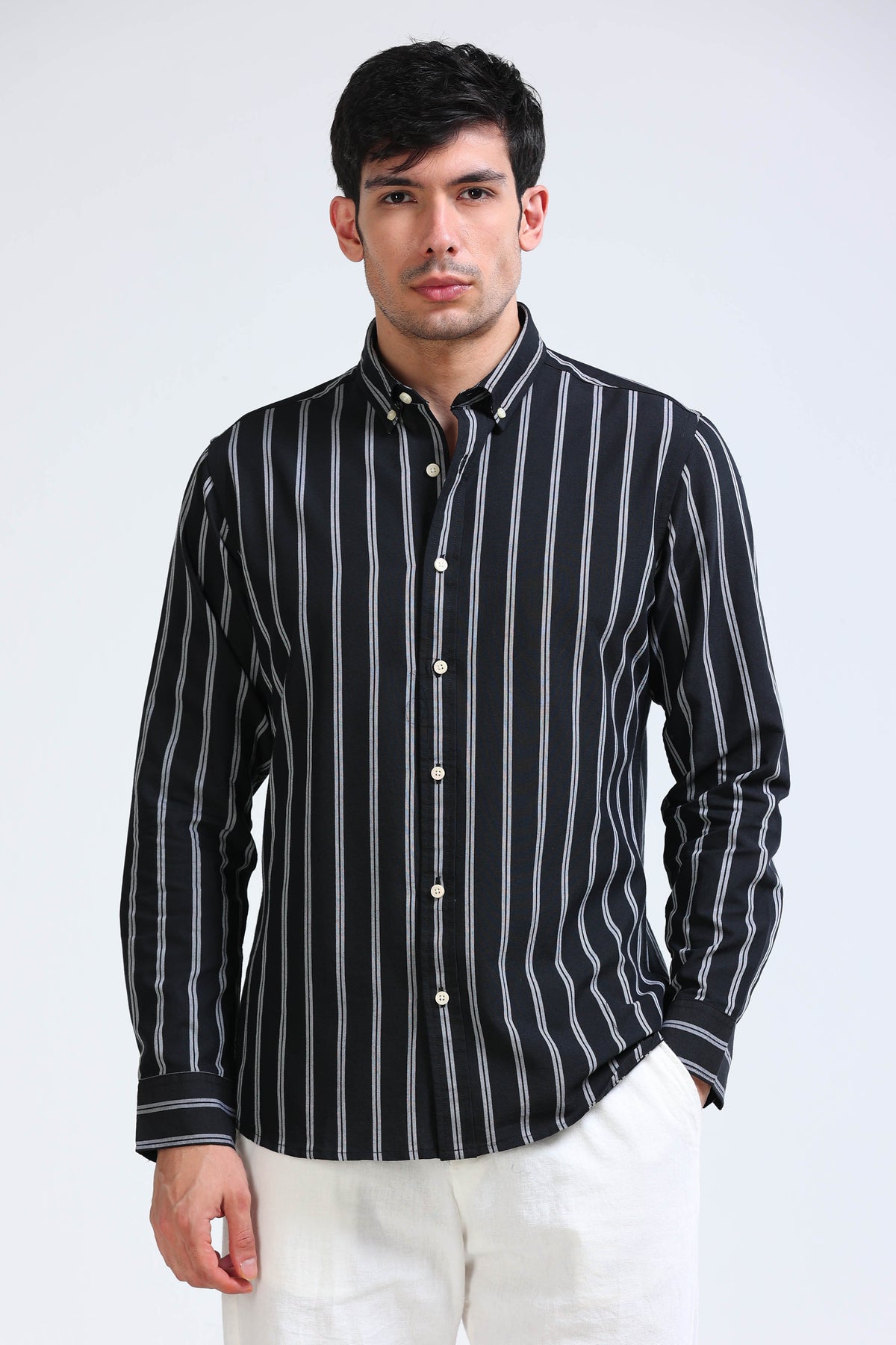 Black Pinstripe Shirt - Slim Fit