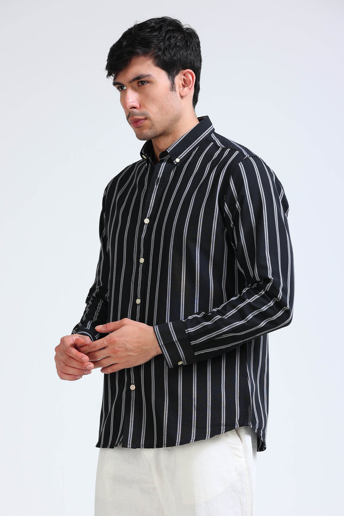 Black Pinstripe Shirt - Slim Fit