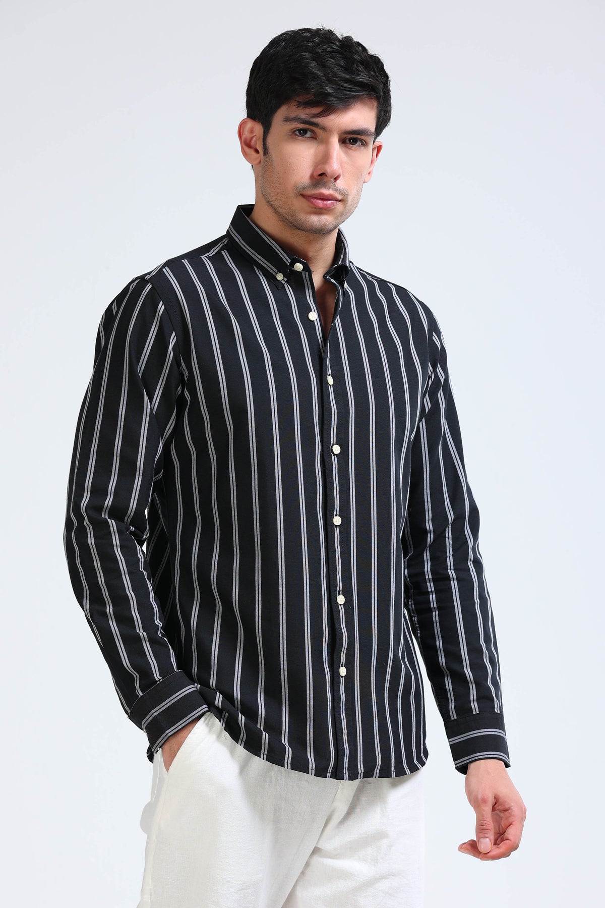 Black Pinstripe Shirt - Slim Fit
