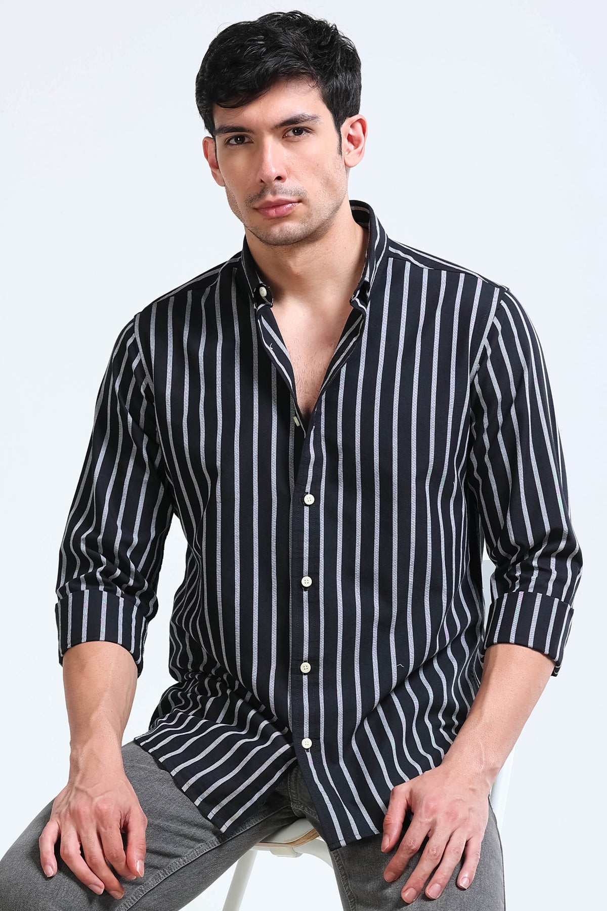 Black Striped Shirt - Slim Fit