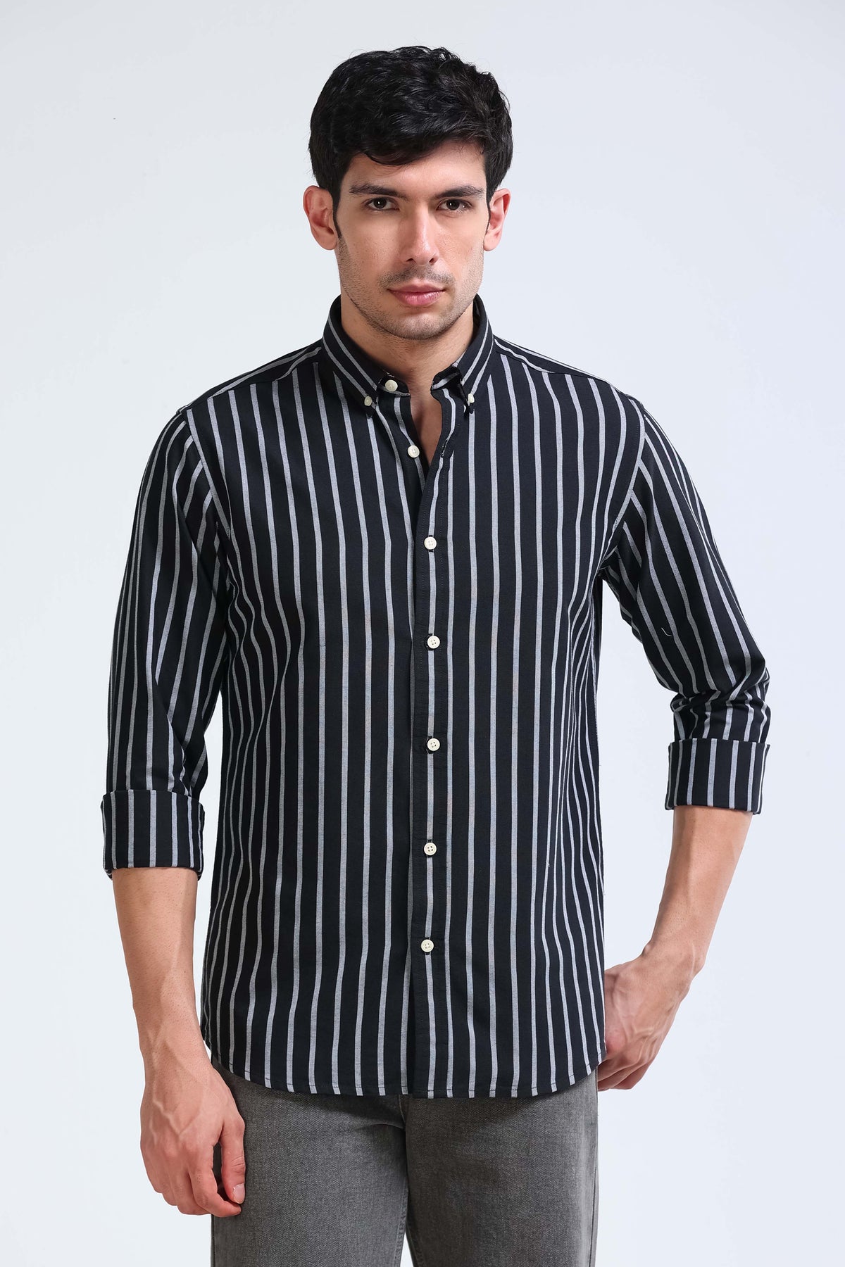 Black Striped Shirt - Slim Fit