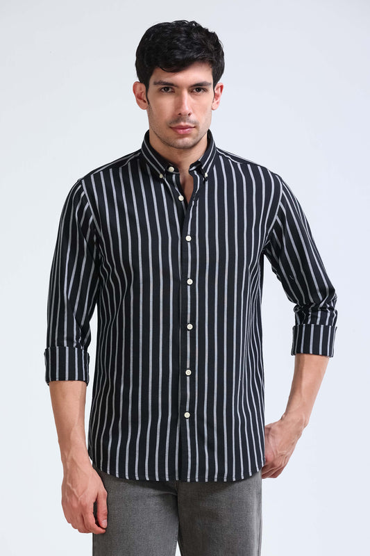Black Striped Shirt - Slim Fit