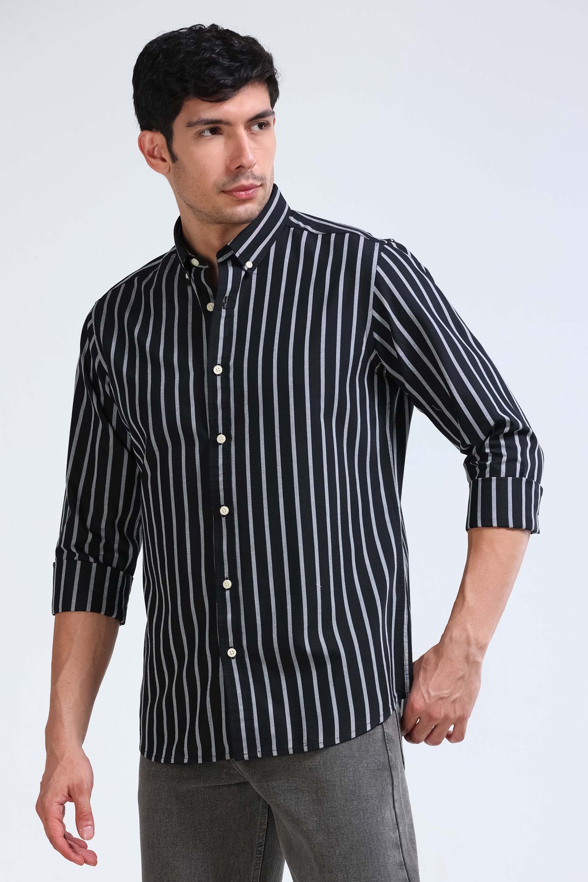 Black Striped Shirt - Slim Fit