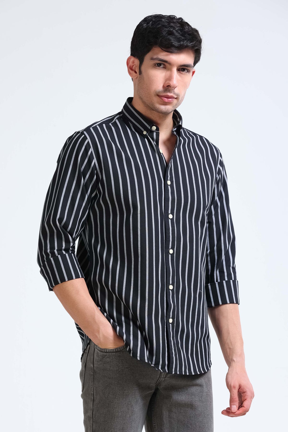 Black Striped Shirt - Slim Fit